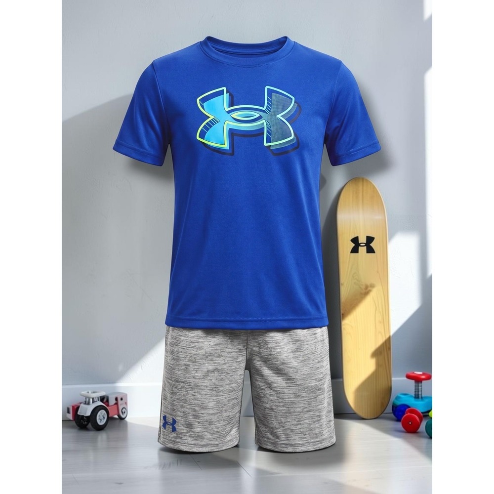 Under Armour Boys Graphic Logo Activewear T-Shirt and Shorts Set Kids Size S